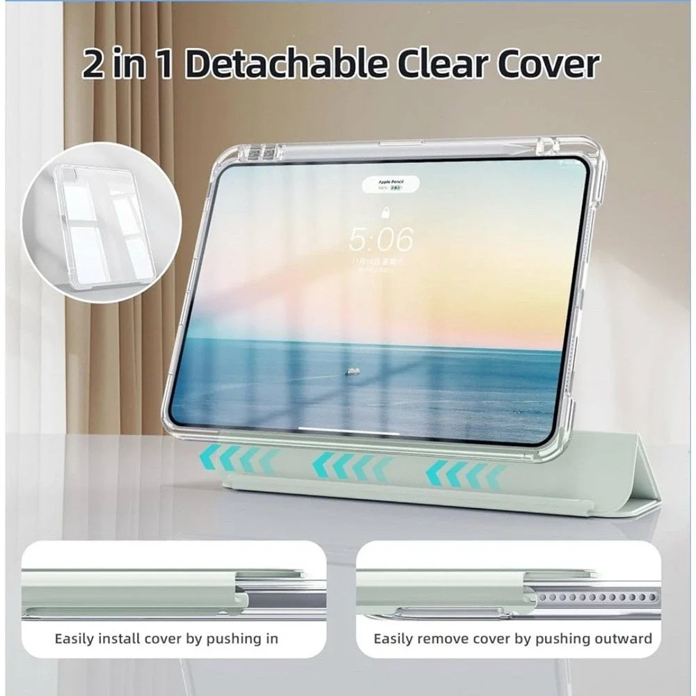 Hybrid Case for iPad Pro 11 In M4 (2024, 5th Gen) w/Pencil Holder 2 In 1 Detacha